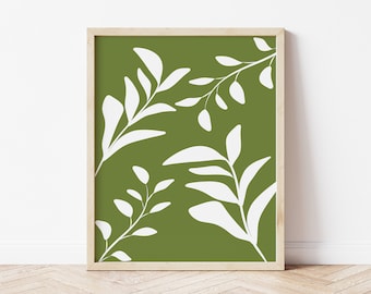 Botanical Print, Botanical Wall Art, Green Leaf Print, Nature Prints, Green Art Print, Green Artwork, Leaves Wall Art, Printable Wall Art