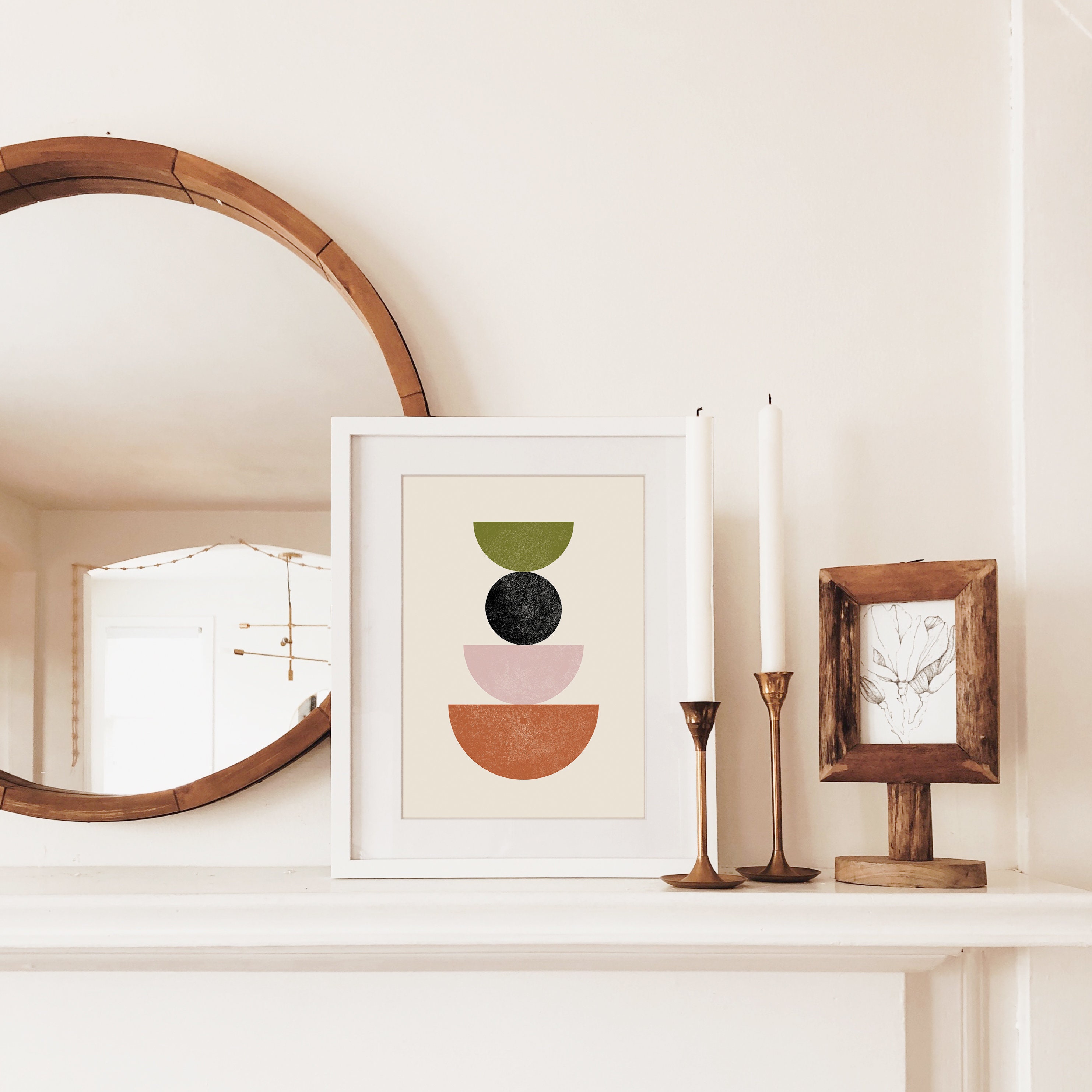 Olive Green Abstract Art Terracotta Wall Art Mid Century - Etsy