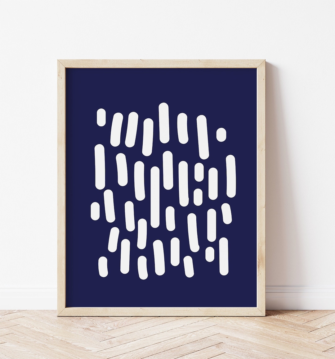 Blue and White Art Print. Modern Coastal Wall Art. Abstract Geometric ...