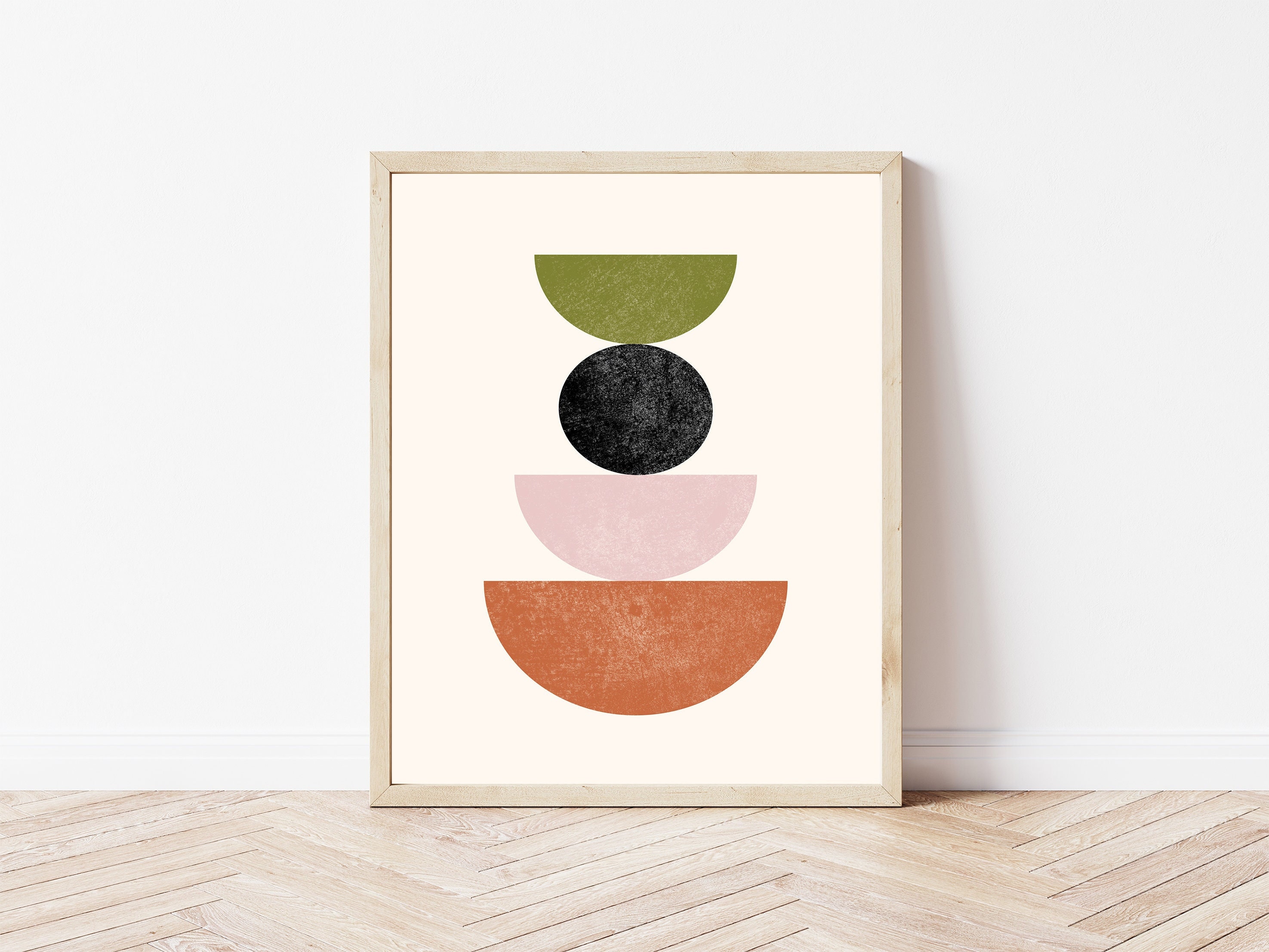Olive Green Abstract Art Terracotta Wall Art Mid Century - Etsy