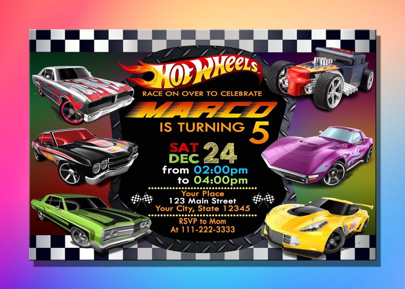 Hot wheels invitation Birthday Invitation Ideas Digital Etsy