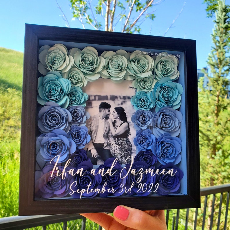Shadow Box Grief Ombre Floral Memorial Photo Shadow Box | Personalize Rose Box | Gift ...