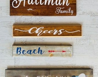 Custom Signs| Family Name Wood Sign| Personalized Wood Sign| To the Beach Sign| Kids Art Personalized Gift| Nursery Baby Gift| New Home Sign