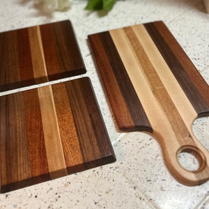 Wood Cutting Board Set, Small set of 3, Walnut Cherry and Maple Cutting Boards, Chopping Board, Housewarming gift, Edge Grain, Made in USA