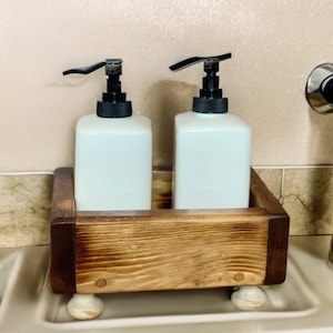 Farmhouse Sink Caddy| Dish Soap Caddy | Sink Tray| Pedestal Tray| Boho | Farmhouse Kitchen Decor| Wood Riser| Bathroom Caddy