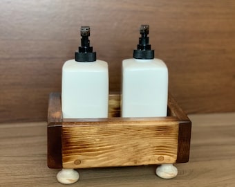 Farmhouse Sink Caddy| Dish Soap Caddy | Sink Tray| Pedestal Tray| Boho | Farmhouse Kitchen Decor| Wood Riser| Bathroom Caddy