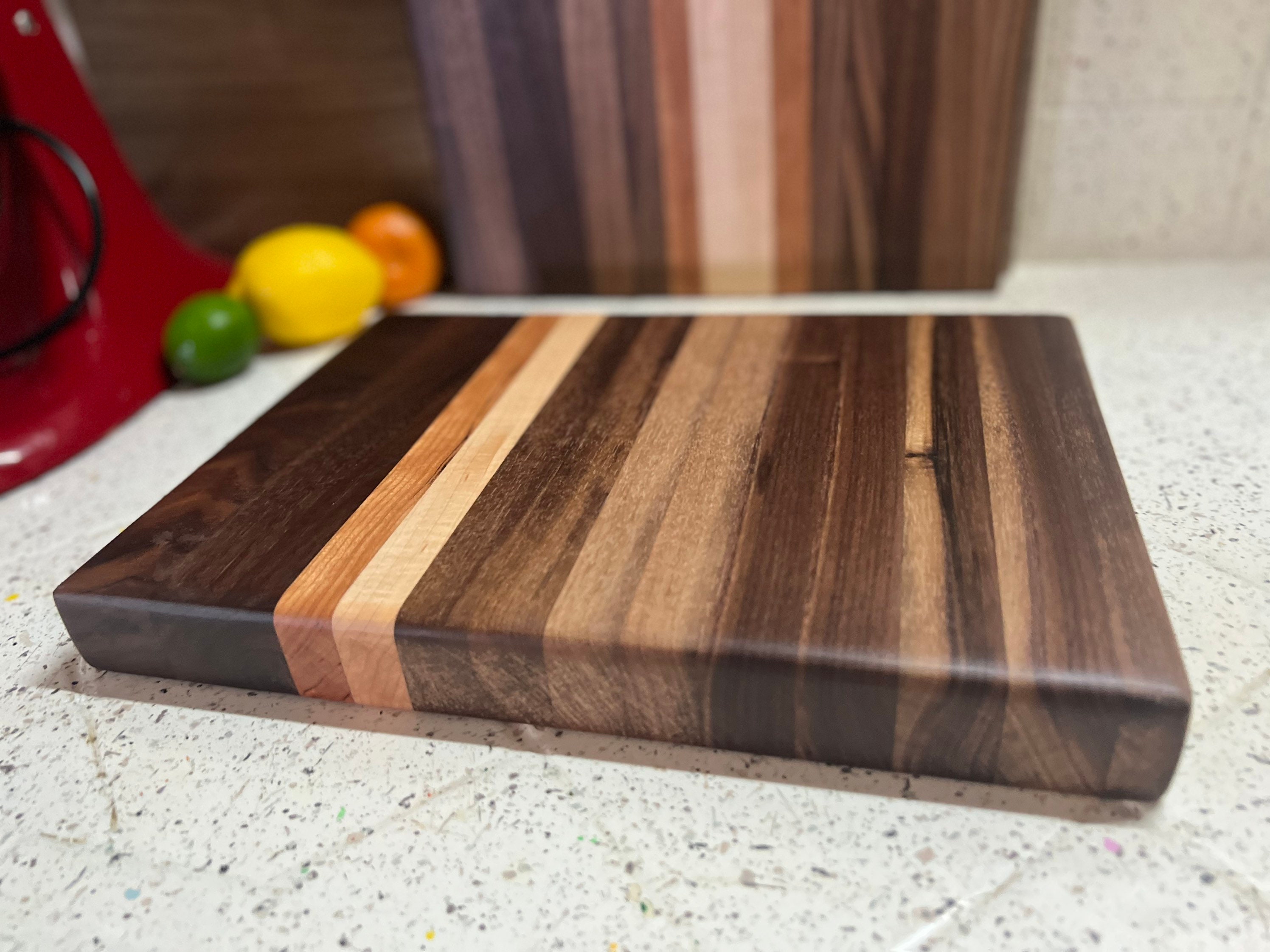 1 1/2 Wood Cutting Board, Walnut, Cherry & Maple, 1 1/2 Chopping Board,  Large Butchers Block, Housewarming Gift,made in USA , Free Ship 