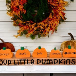 Personalized Thanksgiving Decor, Grandmas Little Pumpkins, Custom Grandma Gift Wood Pumpkins,  Family Display Stand, Thanksgiving Decoration