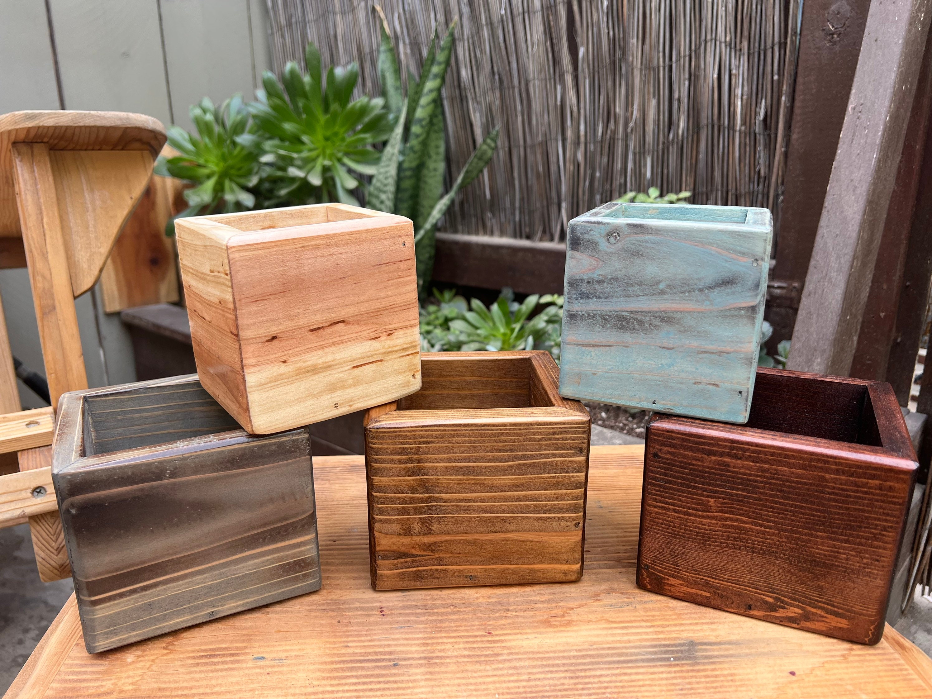  8-Pack Unfinished Small Wooden Boxes 6 Inch Square Rustic  Wooden Box for Crafts Wood Box Centerpiece Small Square Wood Boxes for DIY  Craft Collectibles Home Venue Decor Succulents