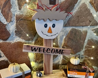 Fall Wood Scarecrow, Fall Wood Decor, Fall Signs, Scarecrows, Thanksgiving Decor, Fall Tier Tray Decor , Fall Decor, Cute Scarecrow Decor