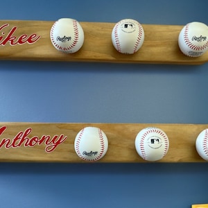 Baseball Coat rack | Custom kids coat rack | baseball Hat Rack | Cap Rack | Bag Rack | kids room | Soft Ball | Baseball lover Gift | Nursery