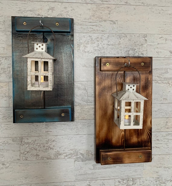 Small Rustic Lantern Wall Sconce