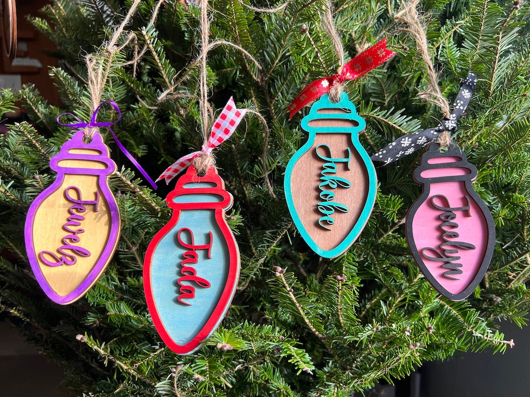 Custom Christmas Light Ornament 2023, Custom Family Name Ornament