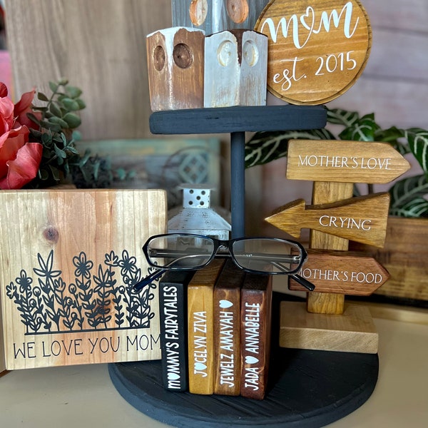 Mother Day Gifts, Mother Day Wood Block Stack ,Mothers Day Wood Sign, Funny Mom Signs, Mom Tiered Tray Decor, Mom Wood Sign, Mommy's Library