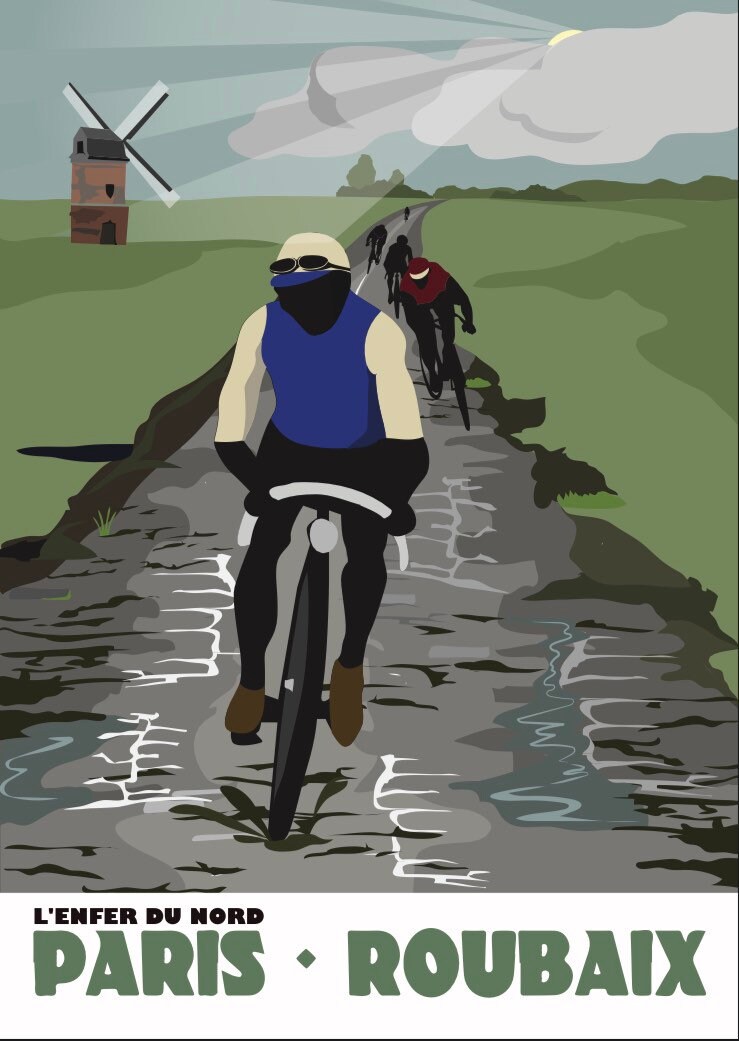 Cyclisme, départ du Paris/Roubaix depuis Chantilly , Vintage Print Cyclisme, départ du Paris/Roubaix depuis Chantilly , Vintage Print