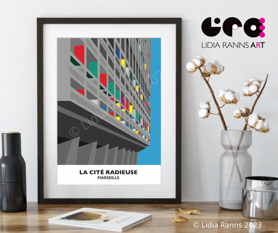 Le Corbusier Unité d'Habitation Signed Fine Art Giclee Print: Brutalist Architecture, Marseille
