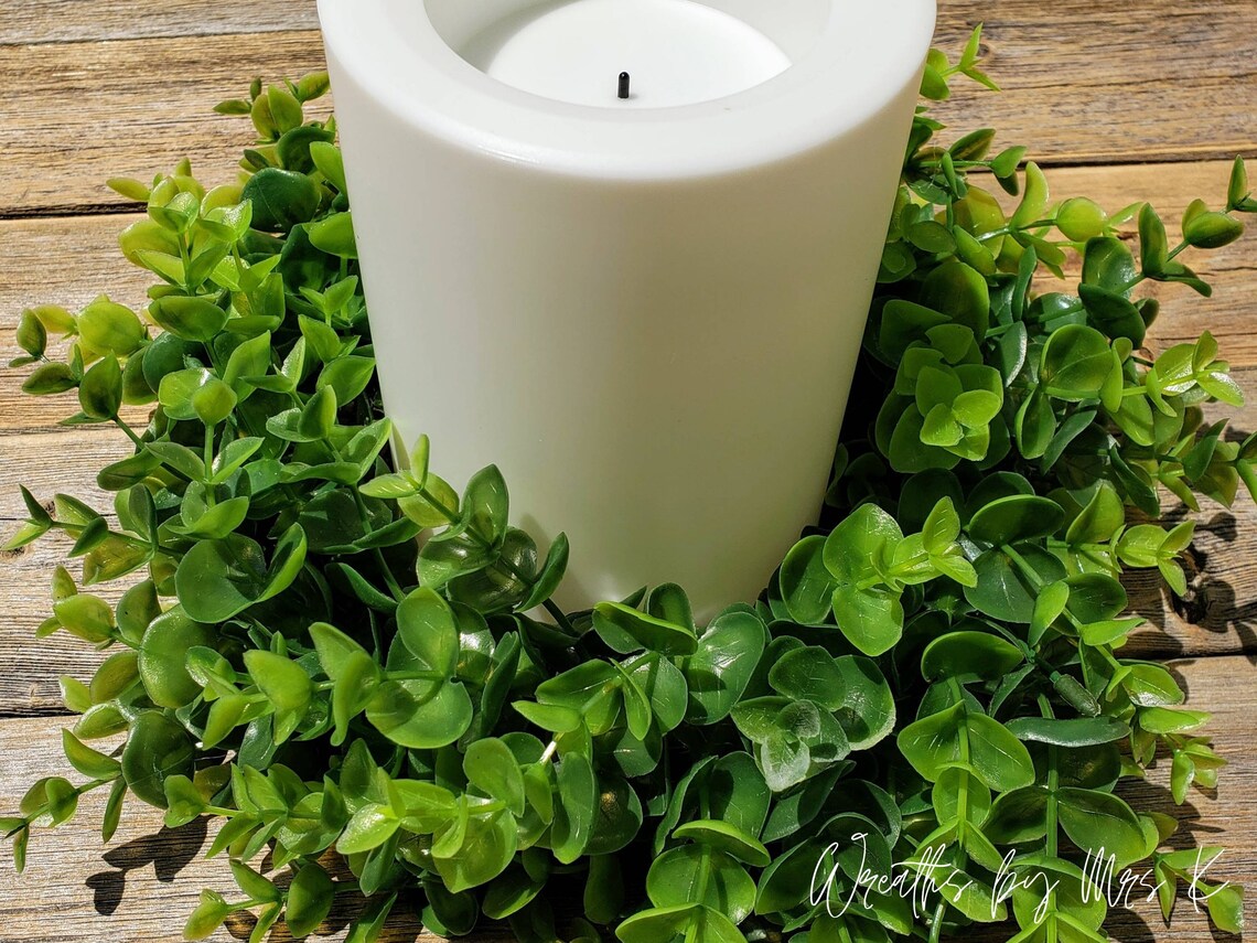 Mini Eucalyptus Wreath, Candle Garland, Candle Ring, Mini Wreath With