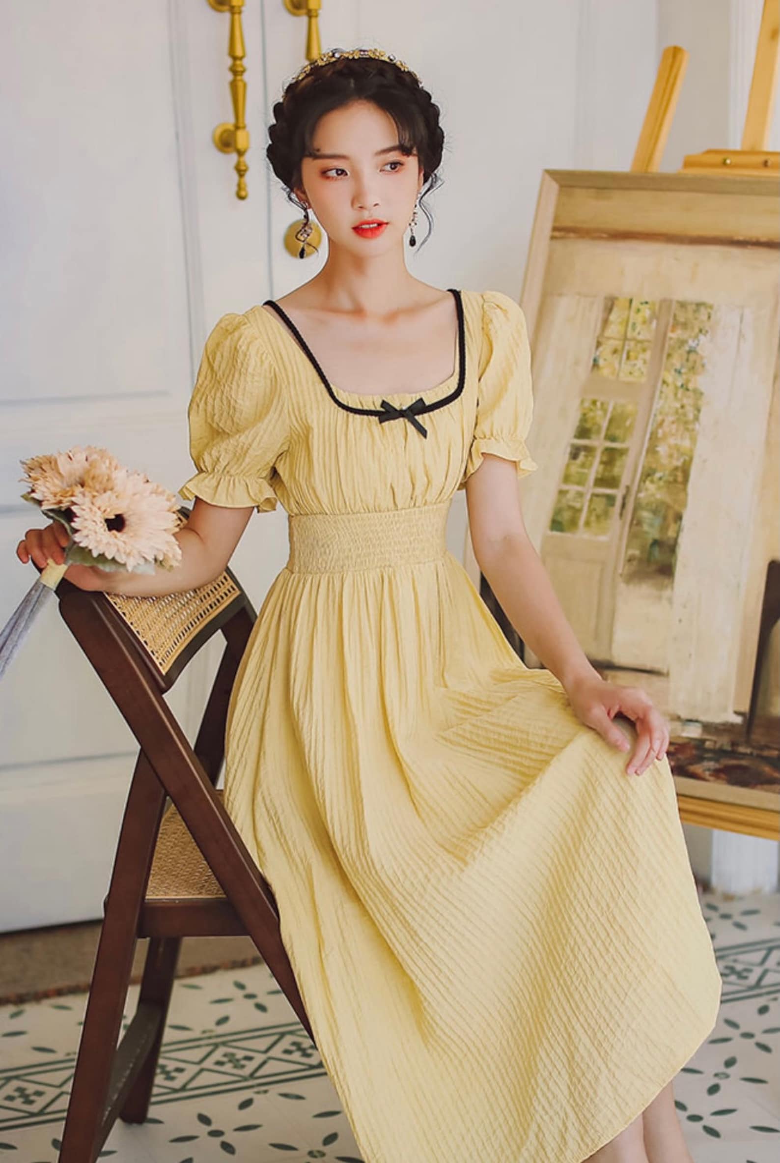 Midi Party Dress-Spring Cottage Dress-Vintage Prairie | Etsy