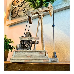 Landman | Oilman | Oil Rig | Oil Rig Sculpture | Pumpjack Art | Oil Derrick Decor | Oilfield Gifts | Drilling Rig Model | Oilfield