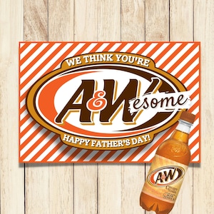 Fijne Vaderdag | Wij vinden je geweldig | Tag voor Vaderdag | Wortelbier A&W | Geweldig vaderdagcadeau | Tag voor frisdrank |