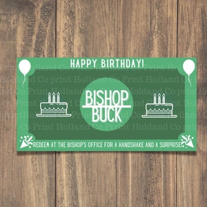Obispo Bucks / Obispo Primario Cumpleaños Bucks / Feliz Cumpleaños Regalo Primario /