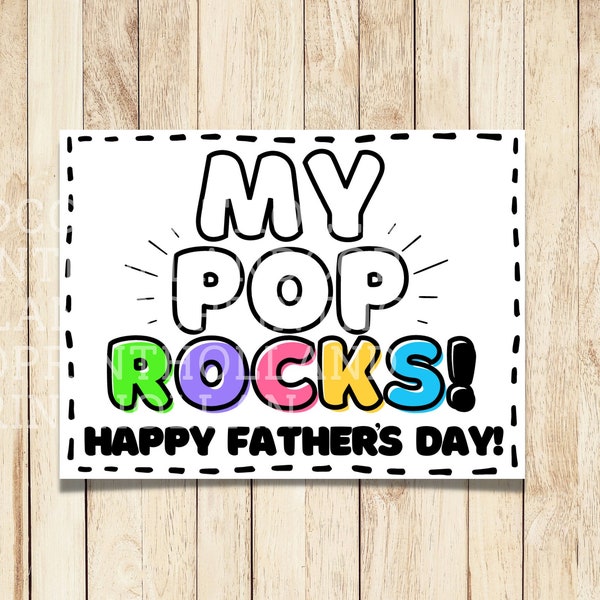 Pop Rocks Father's Day Treat Tag | Pop Rocks Treat Card | Happy Father's Day Card | Father's Day Tag for Pop Rocks |