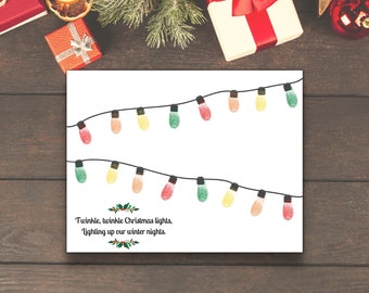 Christmas Fingerprint Craft | Christmas Light Fingerprints | Winter Preschool Craft | Christmas Toddler Craft | Baby&#39;s First Christmas |