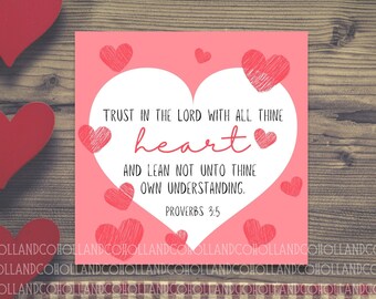 Valentine Gift Tag | Trust in the Lord with all thine HEART | Christian Valentine | Sunday School gift tag | Young Women's Valentine Card |