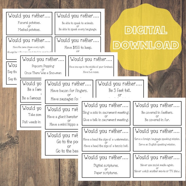 Souhaitez-vous plutôt jeu téléchargement numérique imprimable pour l'Église de Jésus-Christ des Saints des Derniers Jours ou les jeunes et les enfants LDS