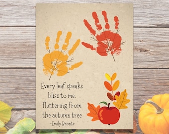 Fall Poem Handprint Craft | Fall Preschool Activity | Baby&#39;s First | Autumn  Keepsake |