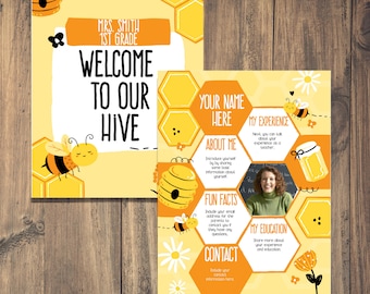 Meet The Teacher Honey-Bee | Printable | Editable Template | Welcome Back to School |