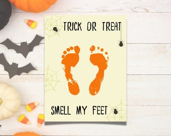 Halloween Handprint Craft | Preschool Art Activity | Halloween Template | Baby&#39;s First Halloween | Trick or Treat Smell My Feet |