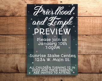 Priesthood and Temple Preview Invitation Digital Download | Etsy