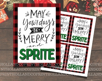 Merry and SPRITE Printable Christmas Gift Tags | Neighbor Gift Tags | Teacher Primary or YW Christmas Gift Tag | Soda gift