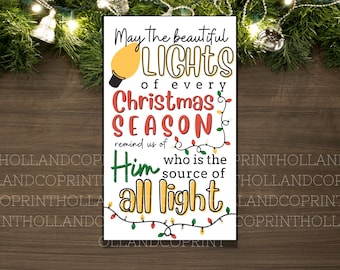 Light the World Printable Christmas Gift Tags | Neighbor Gift Tags | Teacher Primary or YW Christmas Gift Tag | Christ Centered Christmas