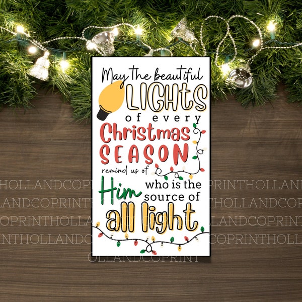 Light the World Printable Christmas Gift Tags | Neighbor Gift Tags | Teacher Primary or YW Christmas Gift Tag | Christ Centered Christmas