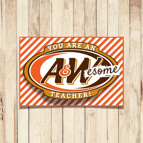 Teacher Thank You Gift Tag | A&W Root Beer | Soda Gift Tag | AW-esome Teacher Gift | Primary Teacher Appreciation