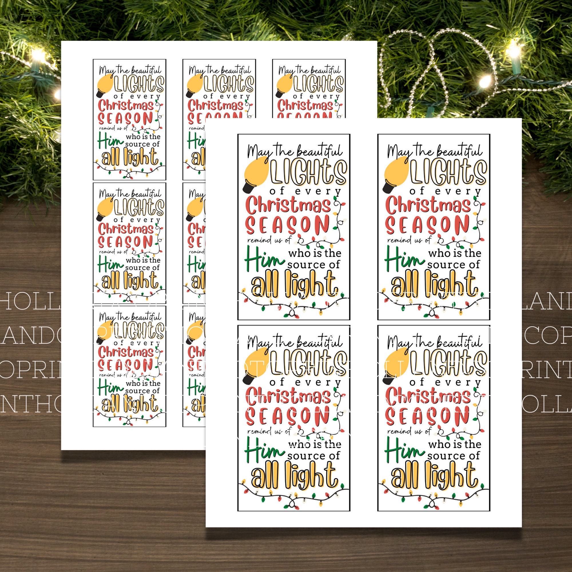 Light the World Printable Christmas Gift Tags Neighbor Gift - Etsy