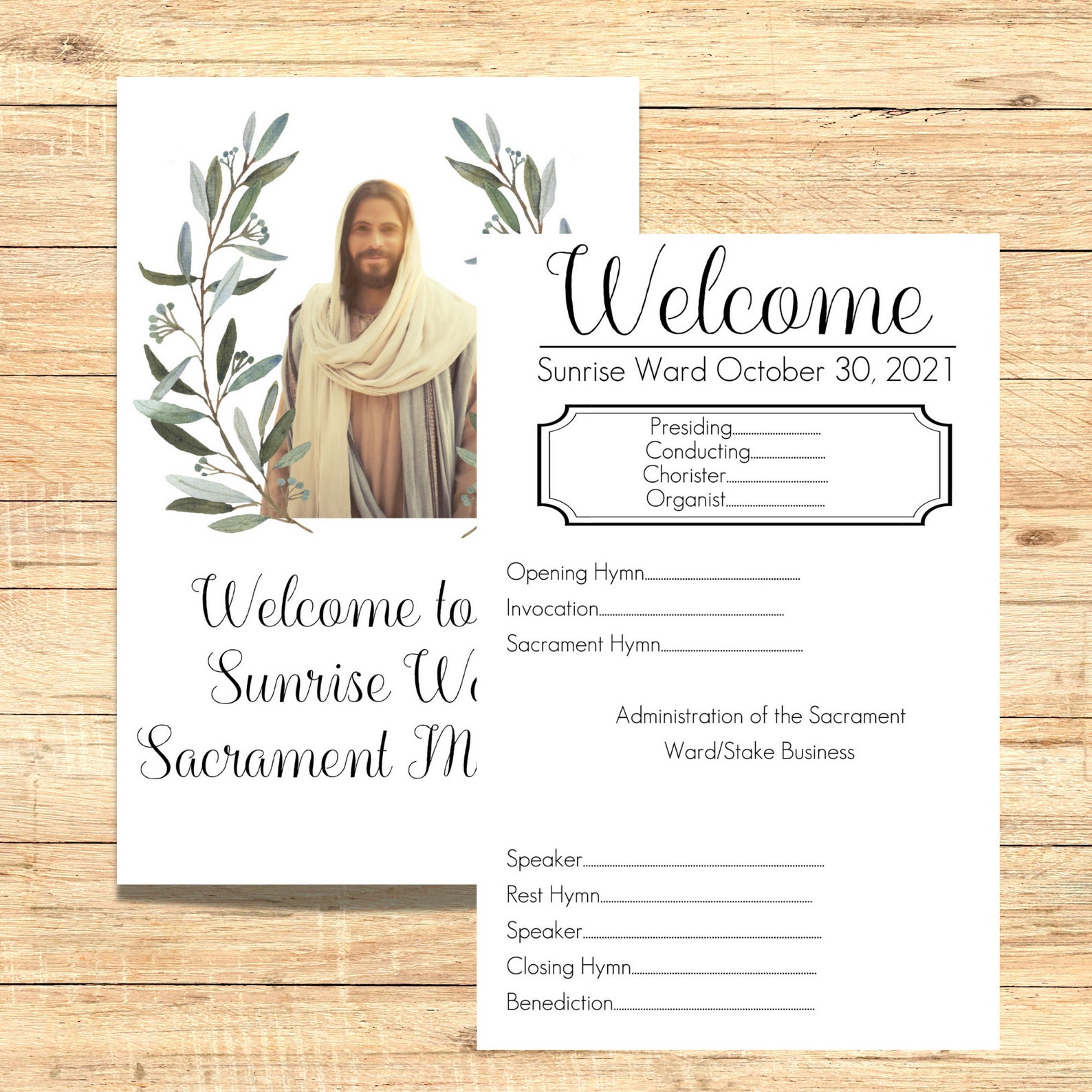 Sacrament Meeting Program Template Printable Program Etsy