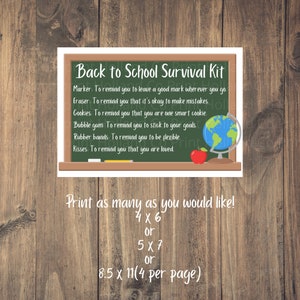 Back to School Survival Kit Printable Welcome Back Primary or Young ...