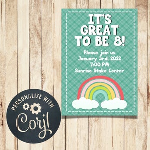 Great to Be 8 Invitation 4x6 and 5x7 Options Included Printable ...