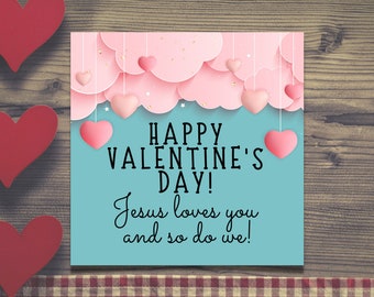 Valentine Gift Tag | Jesus loves you and so do we | Christian Valentine | Sunday School gift tag | Primary or Young Women's Valentine Card |