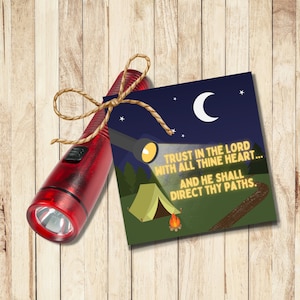 Trust in the Lord Girls Camp Pillow Treat Tag | Tuck in Treat Camp Handouts | Flashlight/Glowstick Tag | He Shall Direct Thy Paths Digital