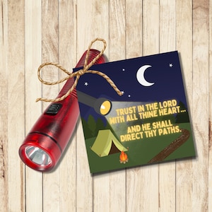 Trust in the Lord Girls Camp Pillow Treat Tag | Tuck in Treat Camp Handouts | Flashlight/Glowstick Tag | He Shall Direct Thy Paths