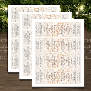 May include: A set of printable Christmas gift tags with a sparkly gold background and the text "Le'Lish You a Very Merry Christmas Filled with the Light of Christ."