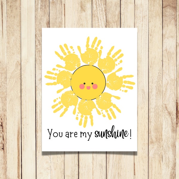 You Are My Sunshine Handprint Craft | Preschool Craft | Newborn Keepsake | Grandparent Gift | DIY Father's Day | Baby Handprint Art |