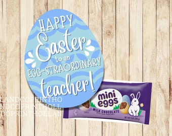 EGG-strodinaire Leraar Tag | Waardering van docenten | Paascadeau voor basisschoolleraar | Kleuterjuf Pasen | Happy Easter Egg Treat-tag |