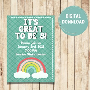 Great to Be 8 Invitation | 4x6 and 5x7 Options Included | Printable ...