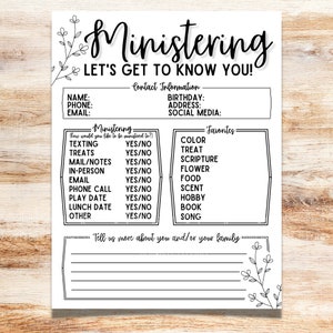 Ministering Sister Survey Ministering Questionnaire - Etsy