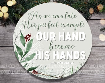 Christmas Gift Tag | Our Hands Are His Hands | Glove Gift Tag | YW  Relief Society Ministering or Primary Gift | Neighbor or Teacher Gift |